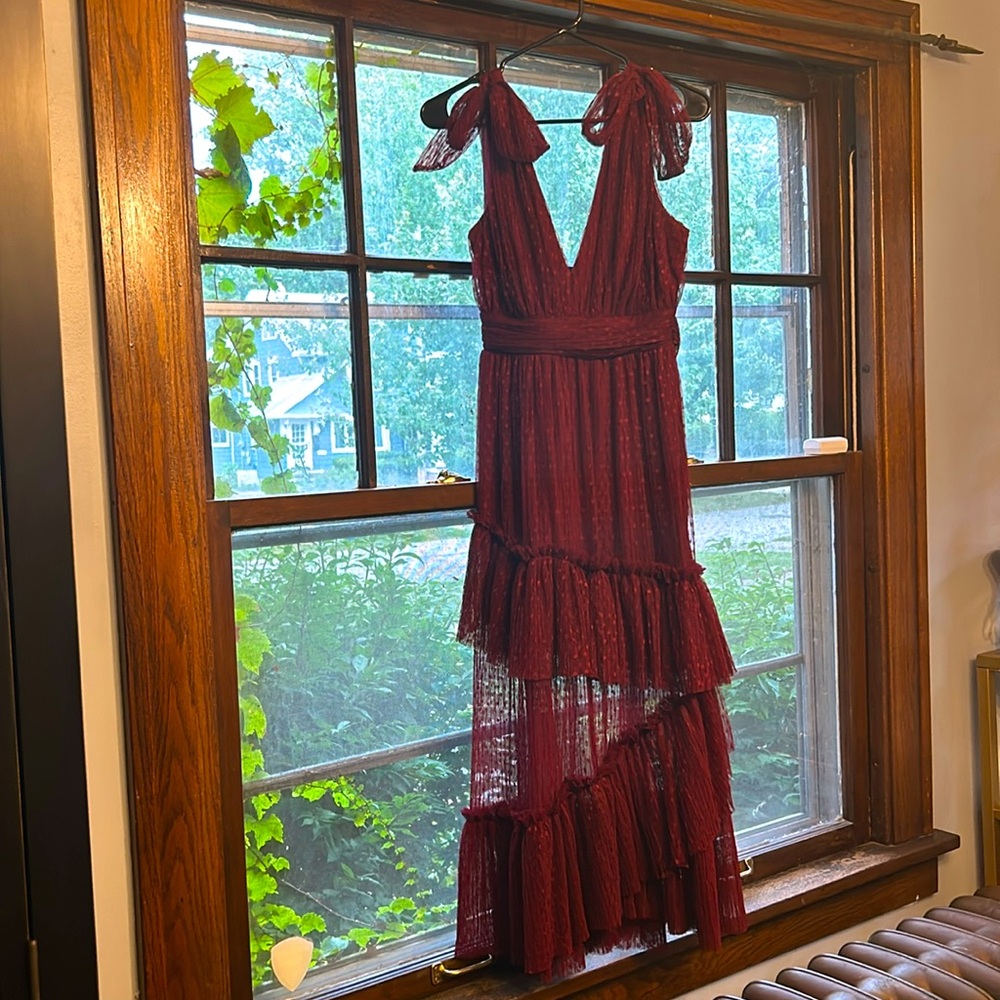 This Vici Dolls burgundy dress is perfect for any wedding or holiday party.